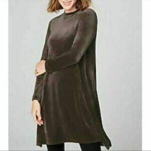 Pure Jill velvet velour tunic dress A-line long sleeve women’s small brown